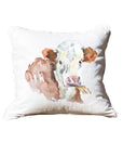 Brown and White Cow White Square Pillow with Piping