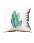 Flowering Cactus White Square Pillow with Piping