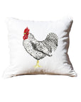 Chicken White Square Pillow with Piping