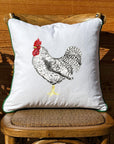 Chicken White Square Pillow with Piping