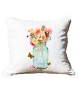 Fall Mason Jar White Square Pillow with Piping