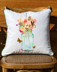 Fall Mason Jar White Square Pillow with Piping