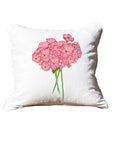 Geraniums White Square Pillow with Piping