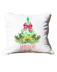 Peace Ginger Jar White Square Pillow with Piping