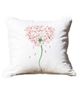 Pale Pink Hydrangea White Pillow with Piping