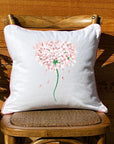 Pale Pink Hydrangea White Pillow with Piping