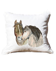 Horse Love White Square Pillow with Piping