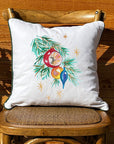 Hanging Vintage Ornaments White Square Pillow with Piping