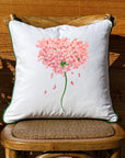 Bright Pink Hydrangea White Square Pillow with Piping