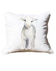 Little Lamb White Square Pillow with Piping