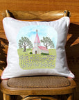 Pink Church White Square Pillow with Piping