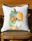 Pumkin Gourd Display White Square Pillow with Piping