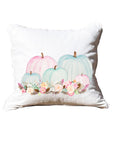 Pastel Pumpkins White Square Pillow with Piping