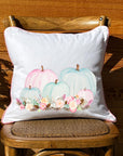 Pastel Pumpkins White Square Pillow with Piping