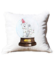 Snow globe polar bear White Square Pillow with Piping