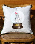 Snow globe penguin White Square Pillow with Piping