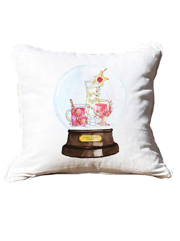 Snow globe spirit White Square Pillow with Piping