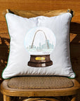 Snow globe Saint Louis Skyline White Square Pillow with Piping