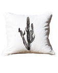 Tall Black Cactus White Pillow with Piping