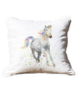 Unicorn White Square Pillow with Piping