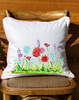 Wildflowers White Pillow with Piping