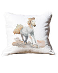 White Horse White Square Pillow with Piping