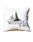 Witch Is In White Square Pillow with Piping