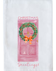 Christmas Greetings Pink Door Kitchen Towel