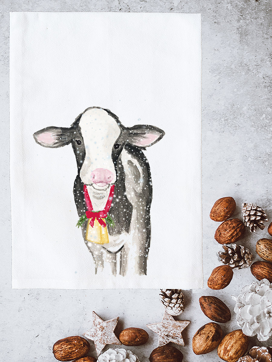 Christmas Cow Bell Kitchen Towel
