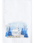 Snowy Blue Church Kitchen Towel