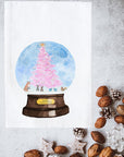 Pink Tree Snow Globe Kitchen Towel