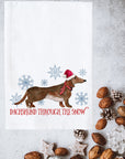 Dachshund Snow Santa Kitchen Towel