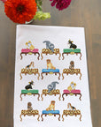 Dogs On Ottomans  Kitchen Towel