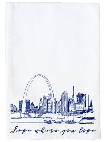 Love Where You Live (Saint Louis Skyline) Kitchen Towel