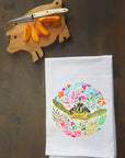 Floral Sea Turtle Kitchen Towel