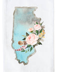 Floral Watercolor State Kitchen Towel