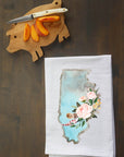 Floral Watercolor State Kitchen Towel