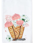 Wicker Tote Hydrangeas Kitchen Towel