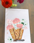 Wicker Tote Hydrangeas Kitchen Towel
