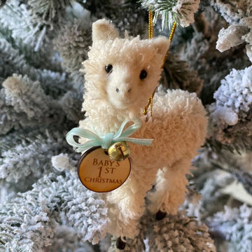 Baby Boy Llama Personalized Christmas Ornament