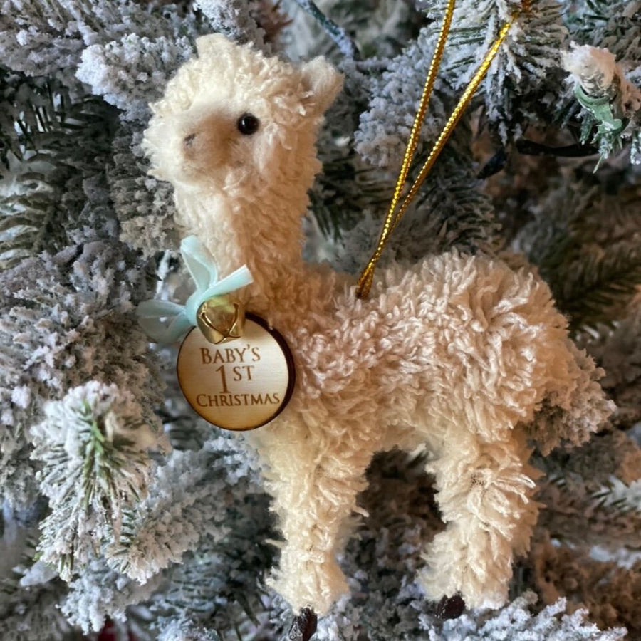 Baby Boy Llama Personalized Christmas Ornament