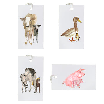 Set of 4 Farm Friends Gift Tags Matching Original Art Wrapping Paper
