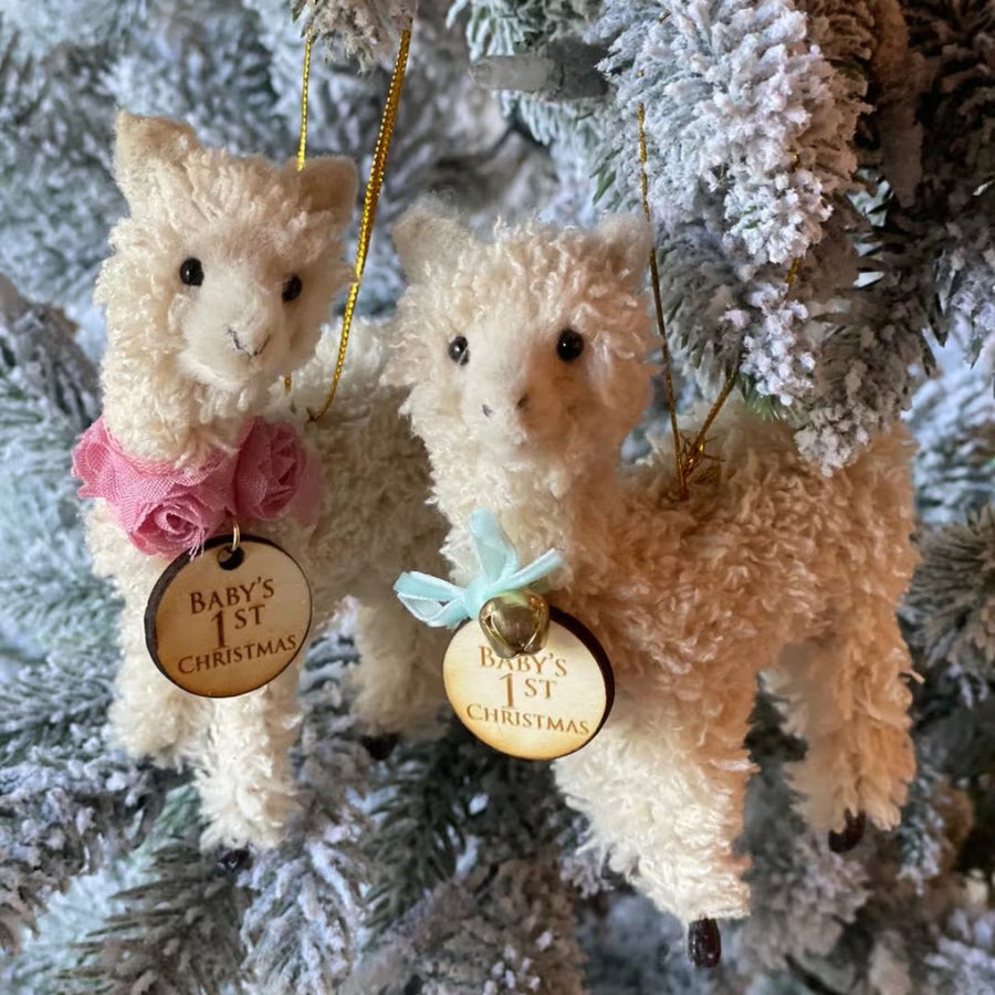 Baby Girl Llama Personalized Christmas Ornament