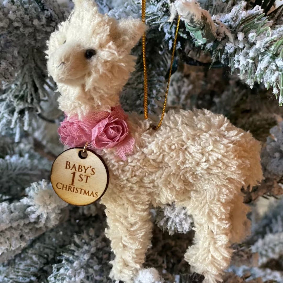 Baby Girl Llama Personalized Christmas Ornament