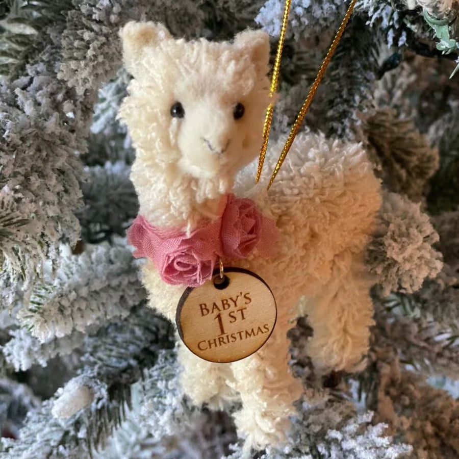 Baby Girl Llama Personalized Christmas Ornament