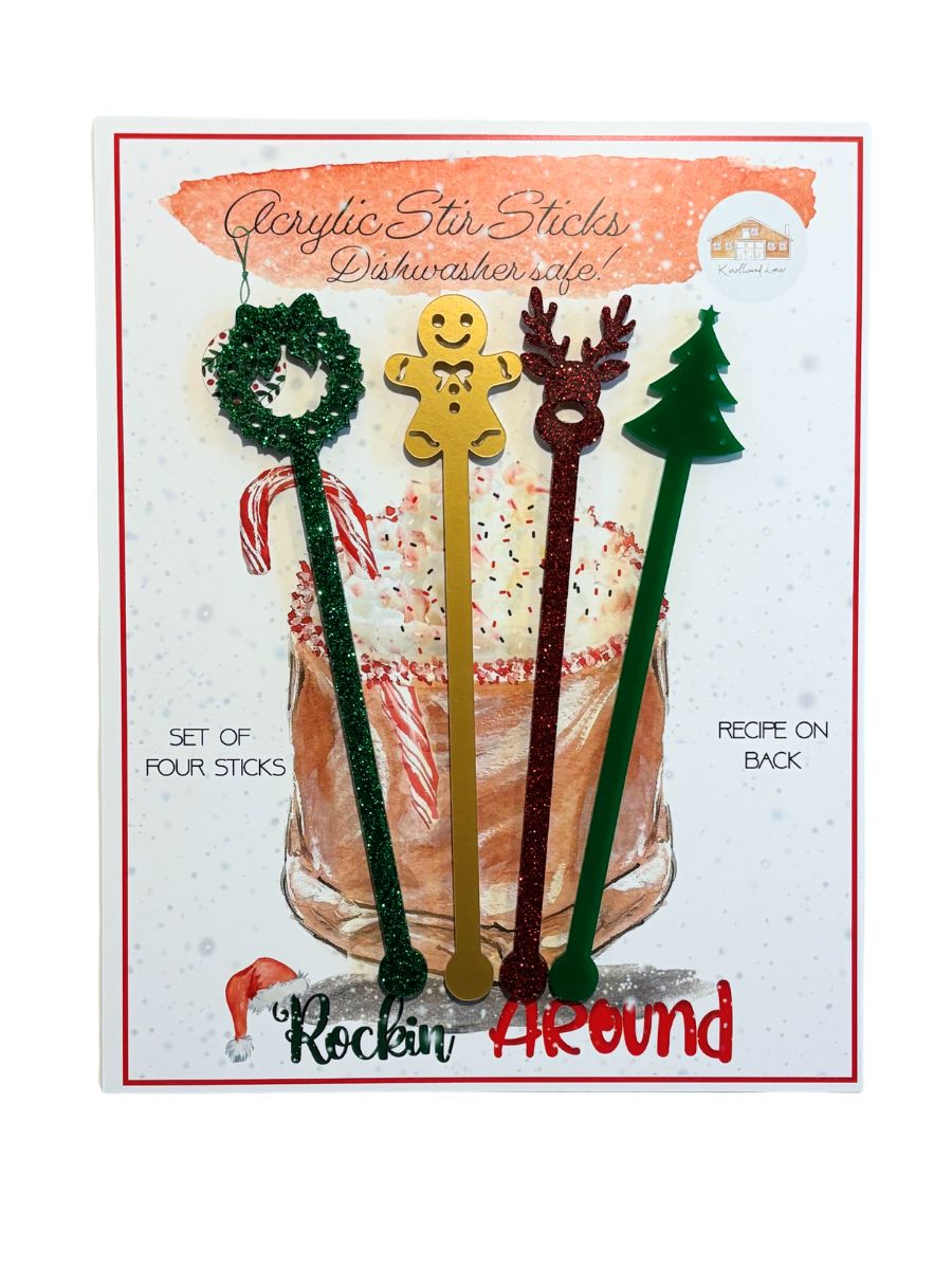 Rockin' Around Peppermint Hot Chocolate Acrylic Stir Sticks