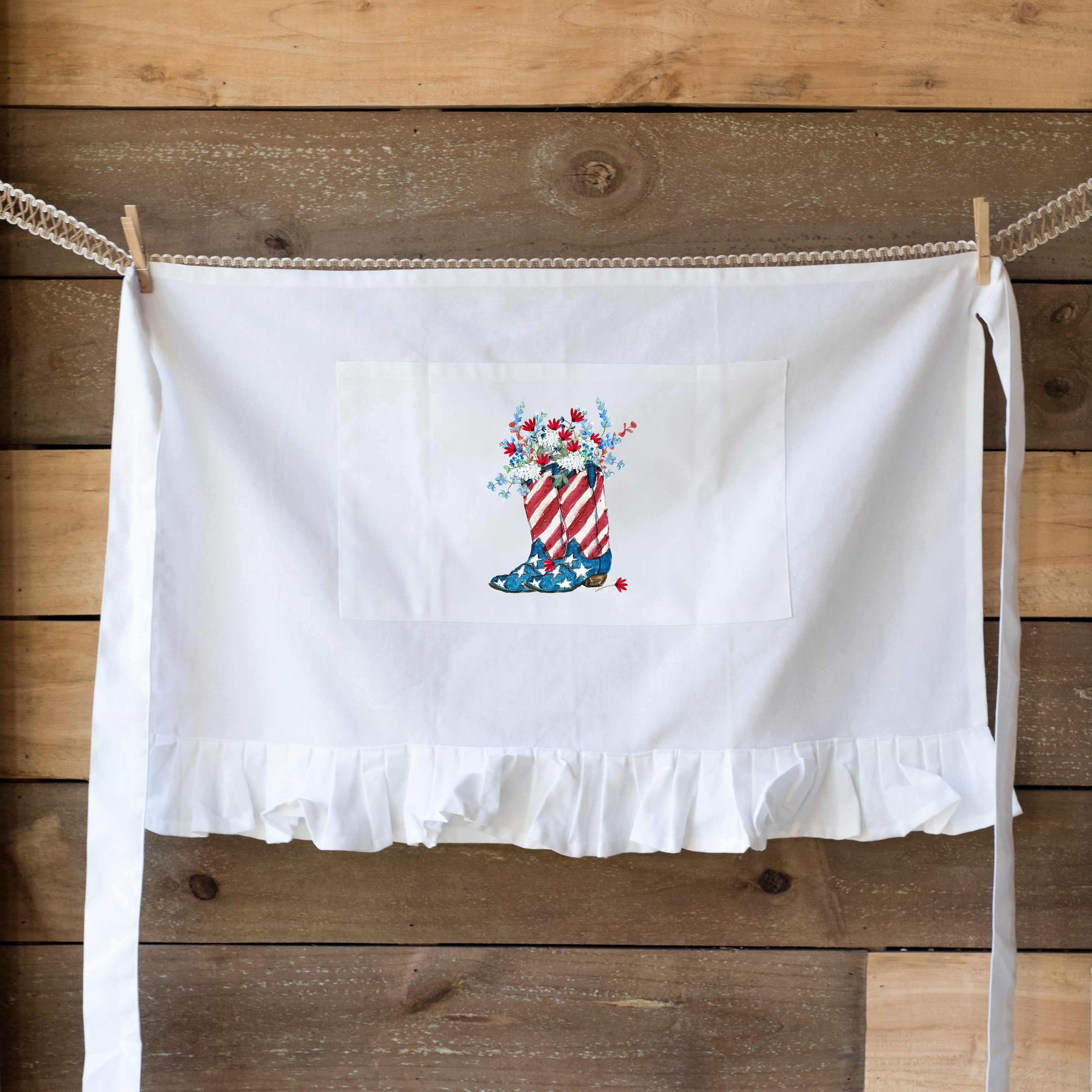 Patriotic Floral Boots Apron
