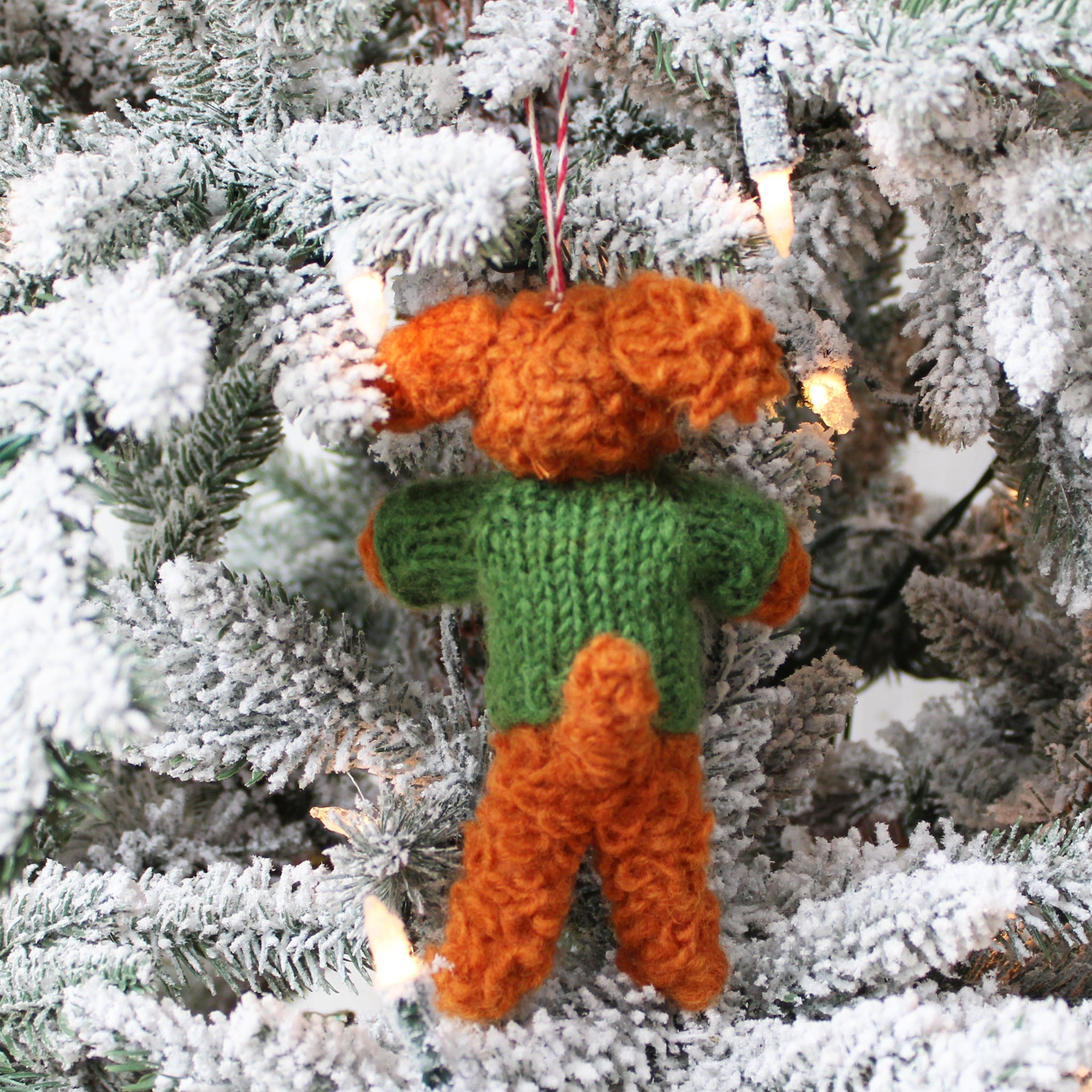 Apricot Curly Doodle With Curly Doodle Sweater Ornament (LIMITED QUANTITY)