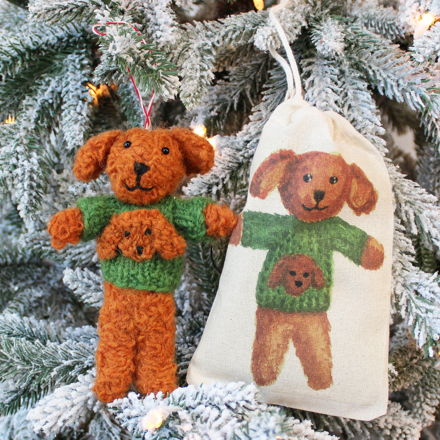 Apricot Curly Doodle With Curly Doodle Sweater Ornament (LIMITED QUANTITY)