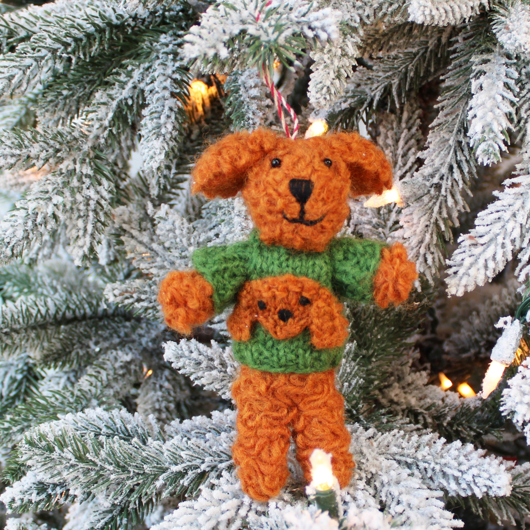 Apricot Curly Doodle With Curly Doodle Sweater Ornament (LIMITED QUANTITY)